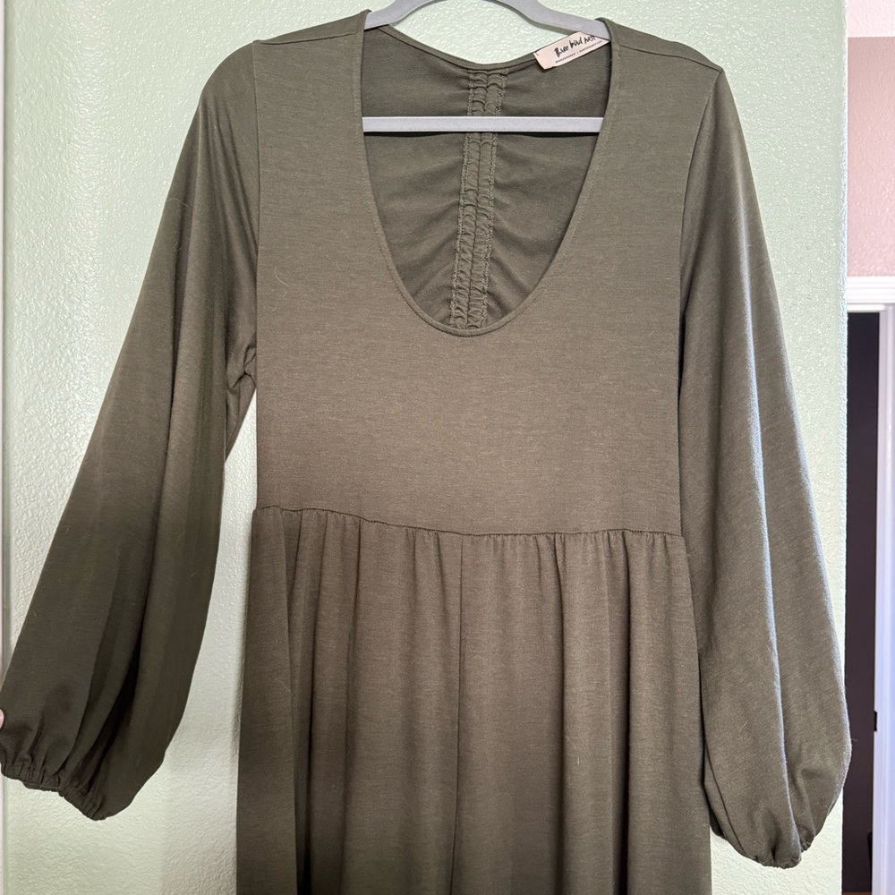 Three Bird Nest Olive Long Sleeve Dress
